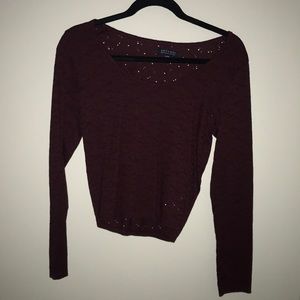 Maroon long sleeve crop top